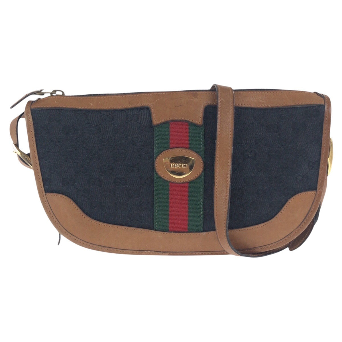 Gucci Old Shoulder Bag Leather Canvas