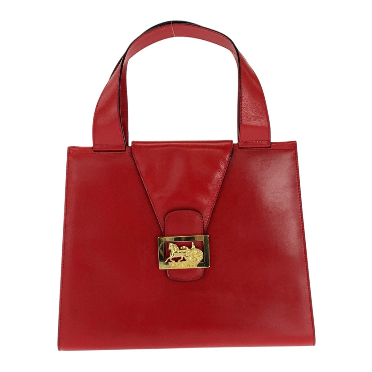 Metal Horse Carriage Leather Red Travel Bag