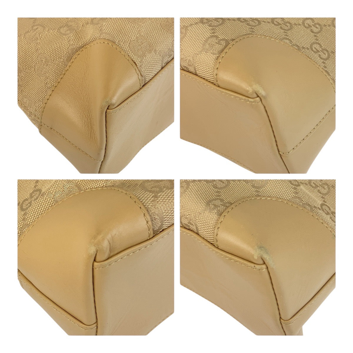 Gucci GG Metal Canvas Beige Gold Tote Bag