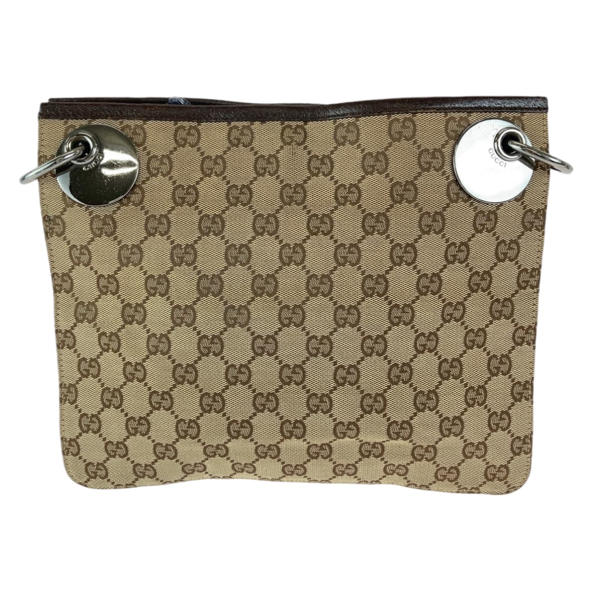 Gucci GG Metal Eclipse Canvas Brown Silver Shoulder Bag
