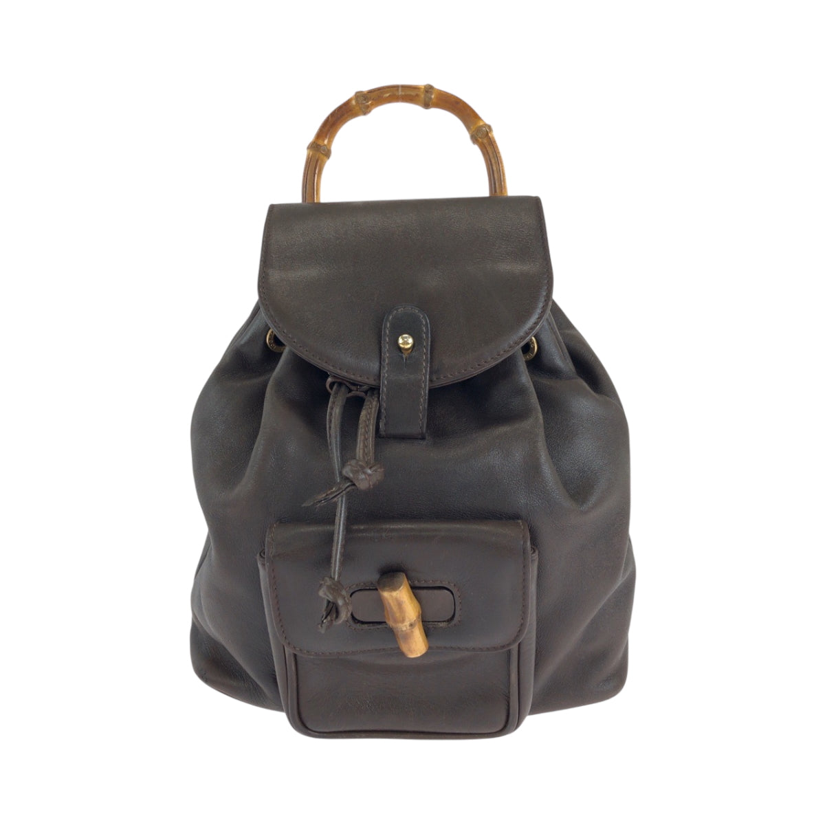 Gucci Backpack 003 Dark Metal Bamboo Leather Brown Gold