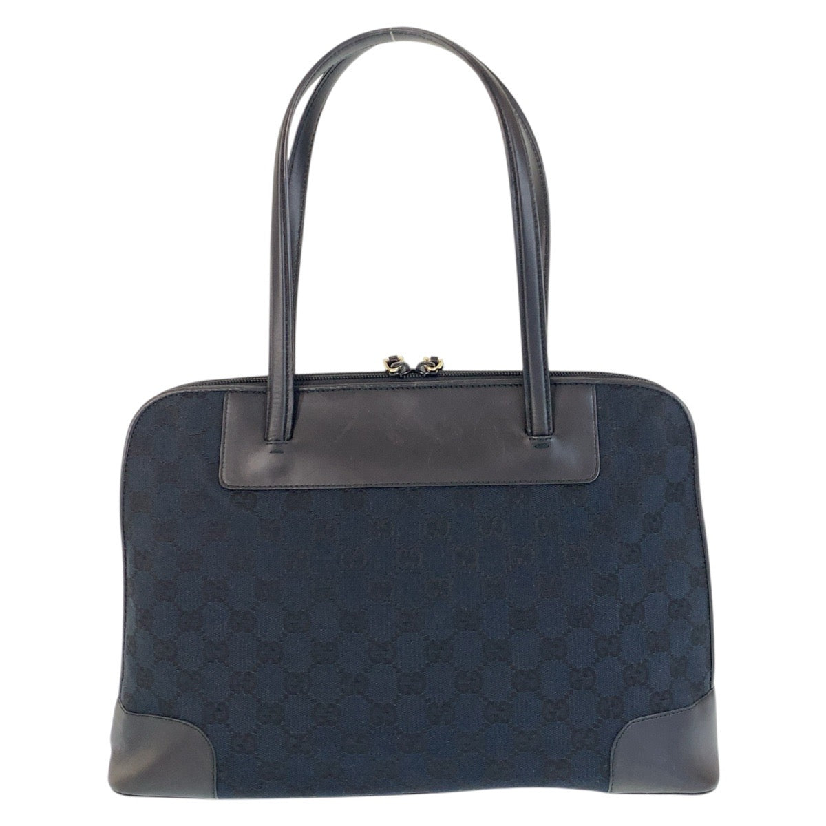 Gucci 002 GG GoldMetal Canvas Black Tote Bag