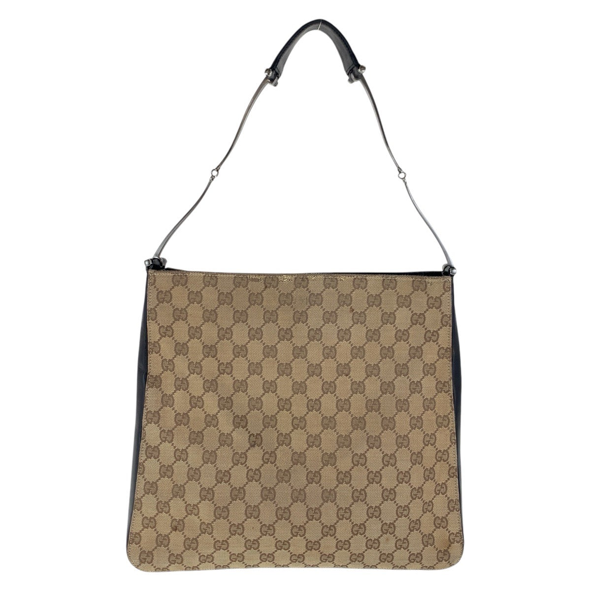 Gucci 001 GG Metal Canvas Brown Silver Shoulder Bag