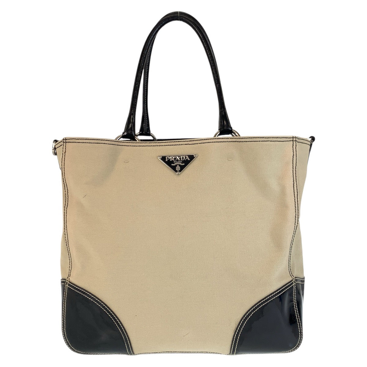 Prada Triangle Plate Enamel 2Way Bag Canvas Logo Travel Bag