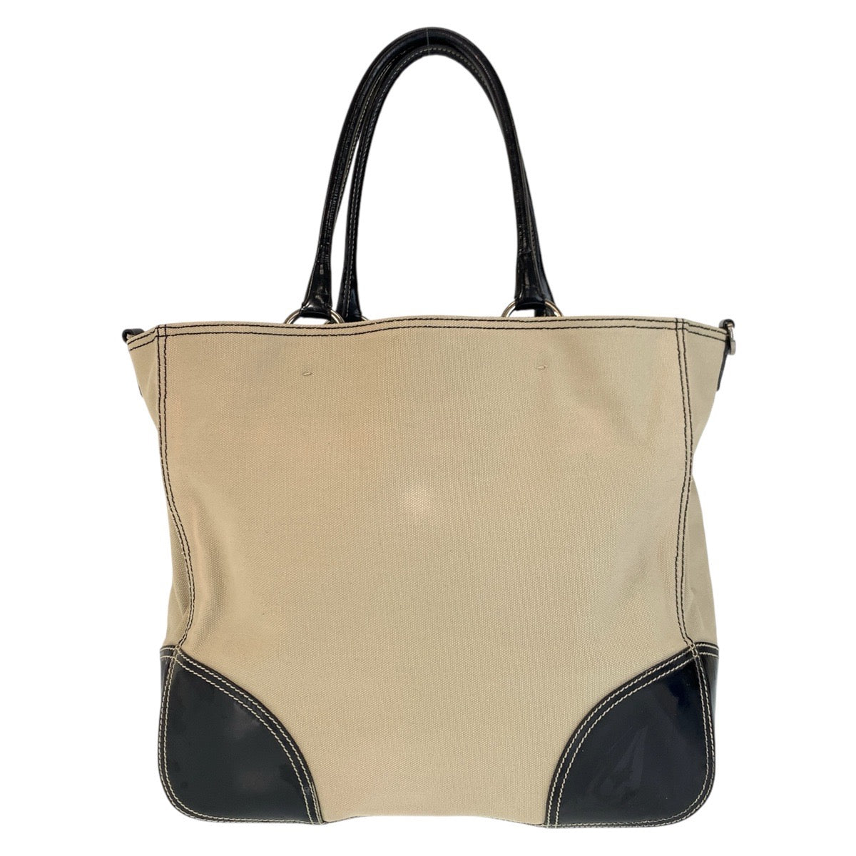 Prada Triangle Plate Enamel 2Way Bag Canvas Logo Travel Bag
