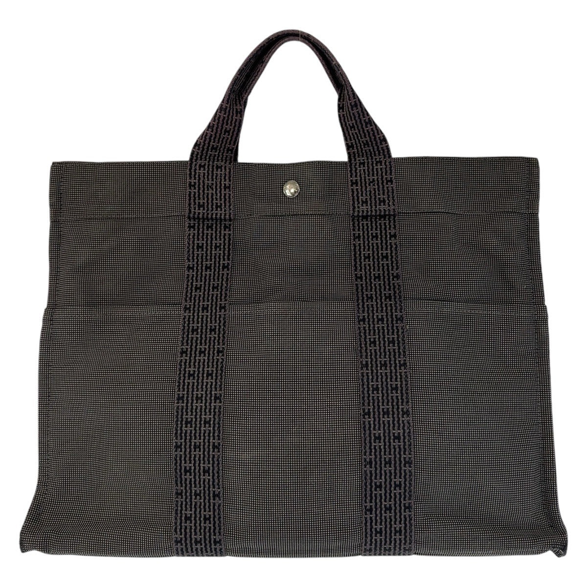 Hermes Tote Bag Grey Silvermetal Her Line Mm Canvas Gray