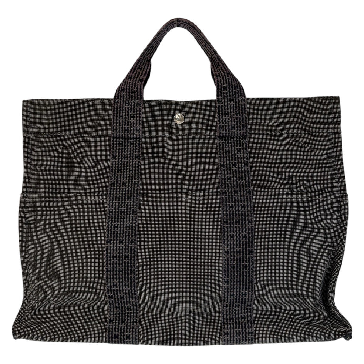 Hermes Tote Bag Grey Silvermetal Her Line Mm Canvas Gray