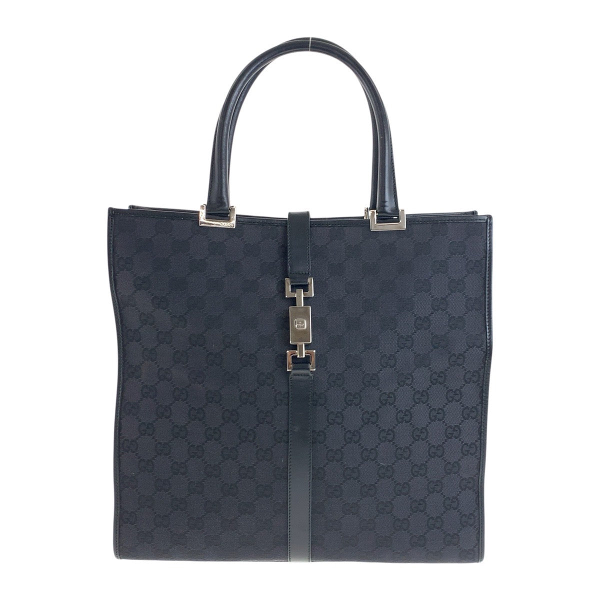 Gucci 002 GG SilverMetal Canvas Black Tote Bag