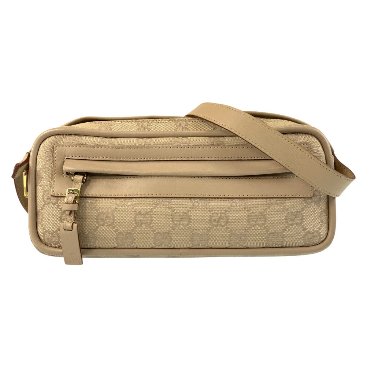 Gucci GG Metal Canvas Beige Gold Shoulder Bag