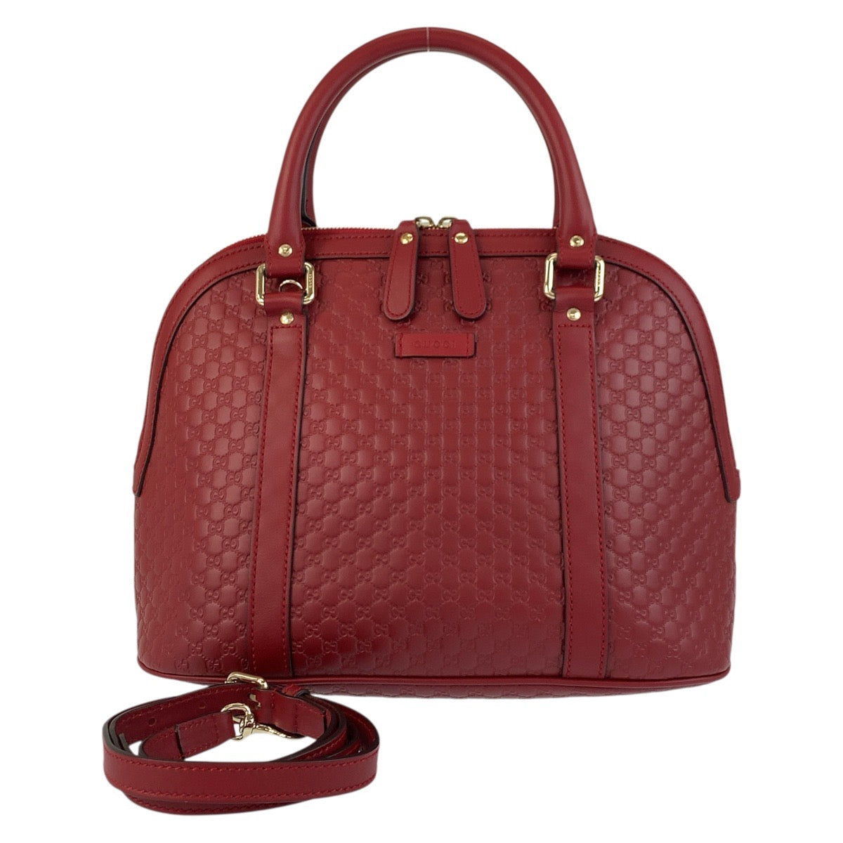 Gucci Metal Micro Guccisima Leather Red Gold Handbag