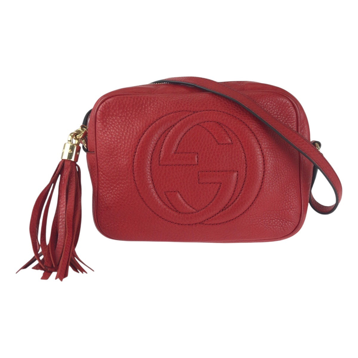 Gucci Metal Soho Tassel Leather Red Gold Shoulder Bag