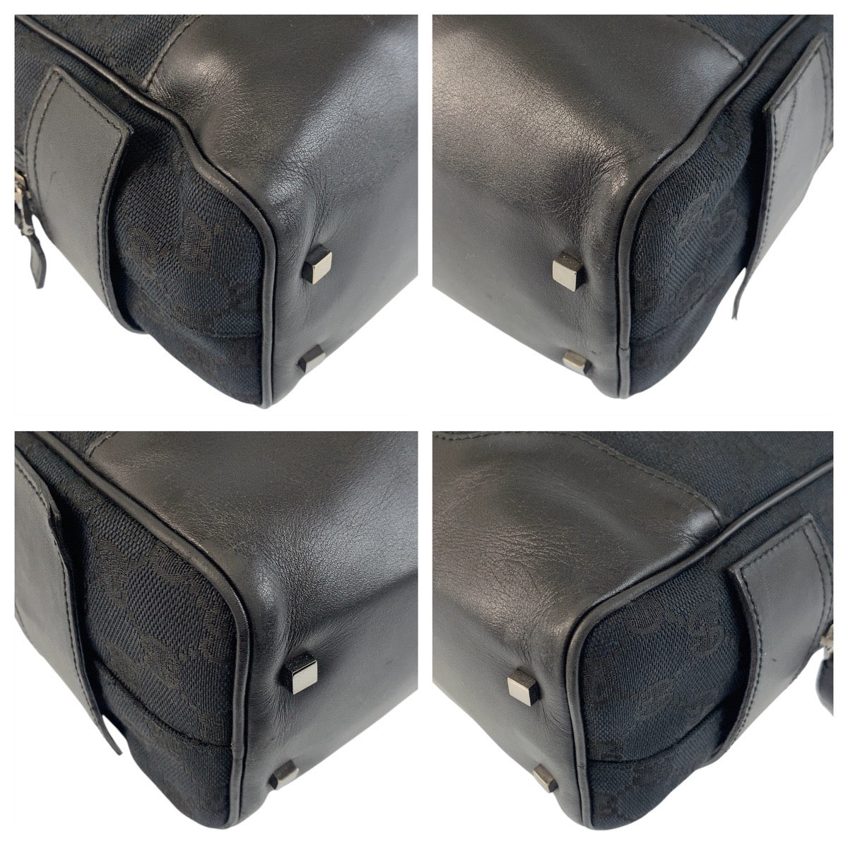 Gucci 002 GG SilverMetal Canvas Black Shoulder Bag