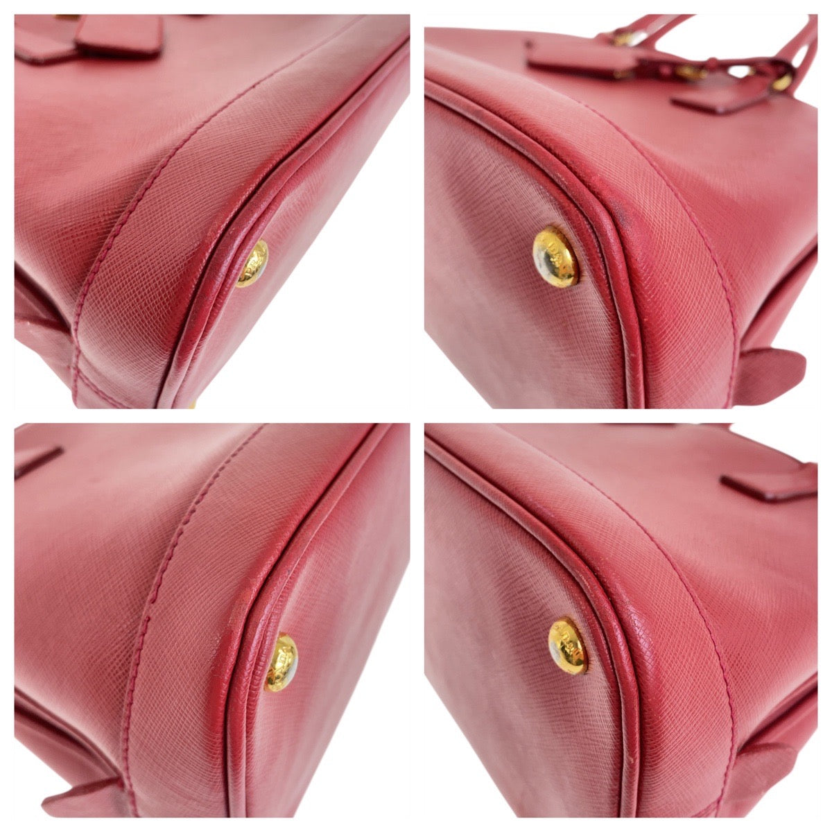 Metal Safiano Triangle With Logo Leather Red Travel Bag