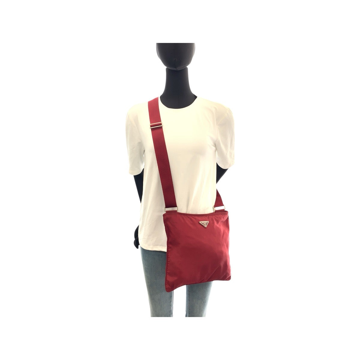 Shoulder Bag Wine Metal Test Triangle With Nylon Red