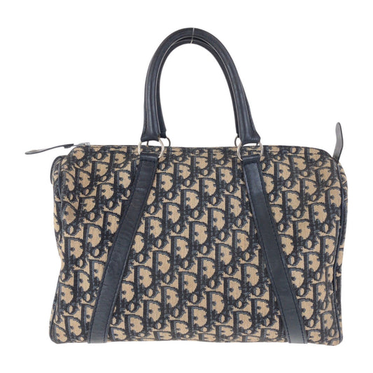 Dior Handbag Navy Silvermetal Trotter Canvas Beige Travel Bag