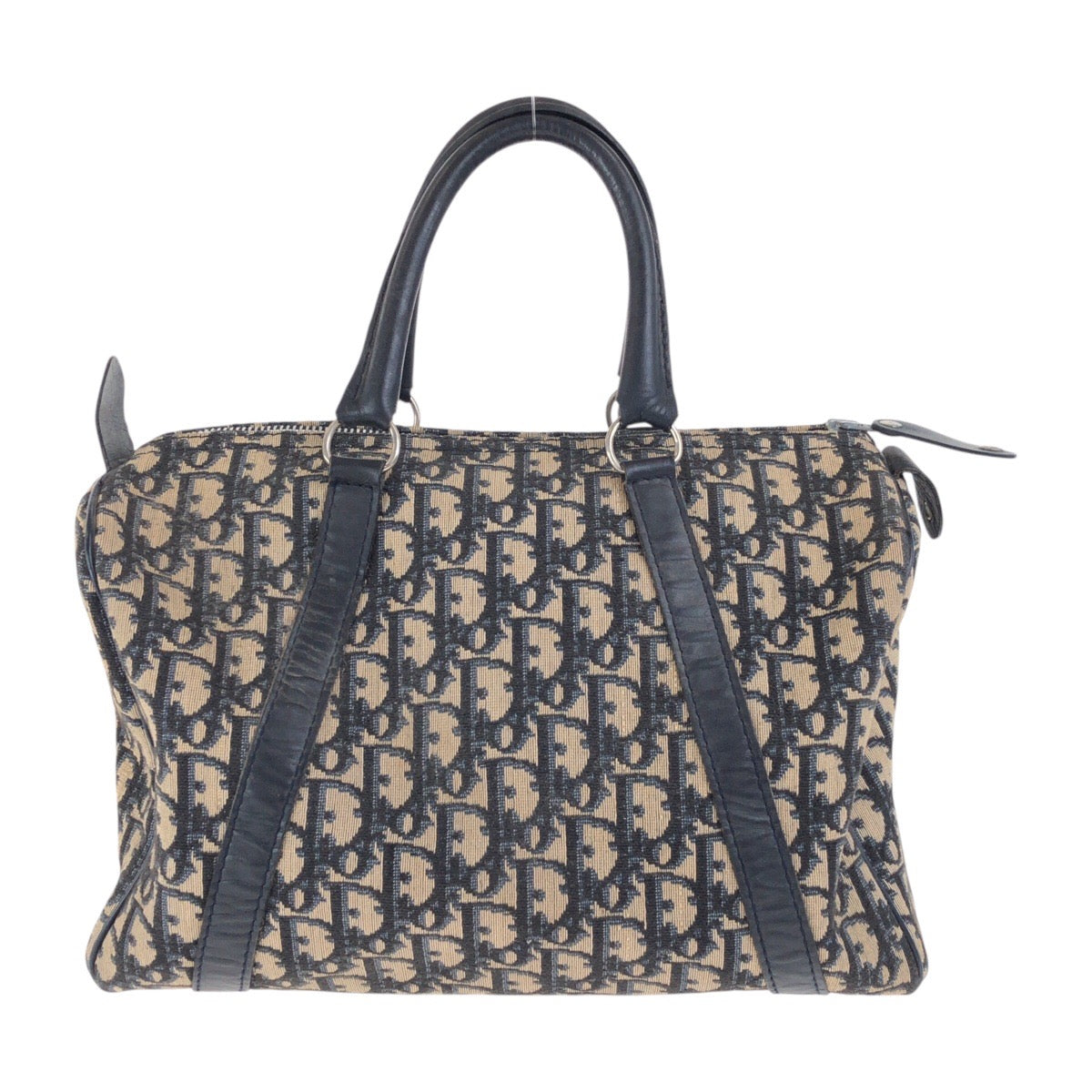 Dior Handbag Navy Silvermetal Trotter Canvas Beige Travel Bag