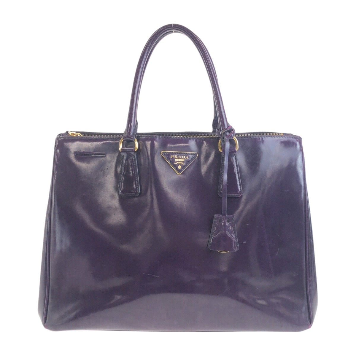 Prada Galleria Handbag Leather Patent Travel Bag