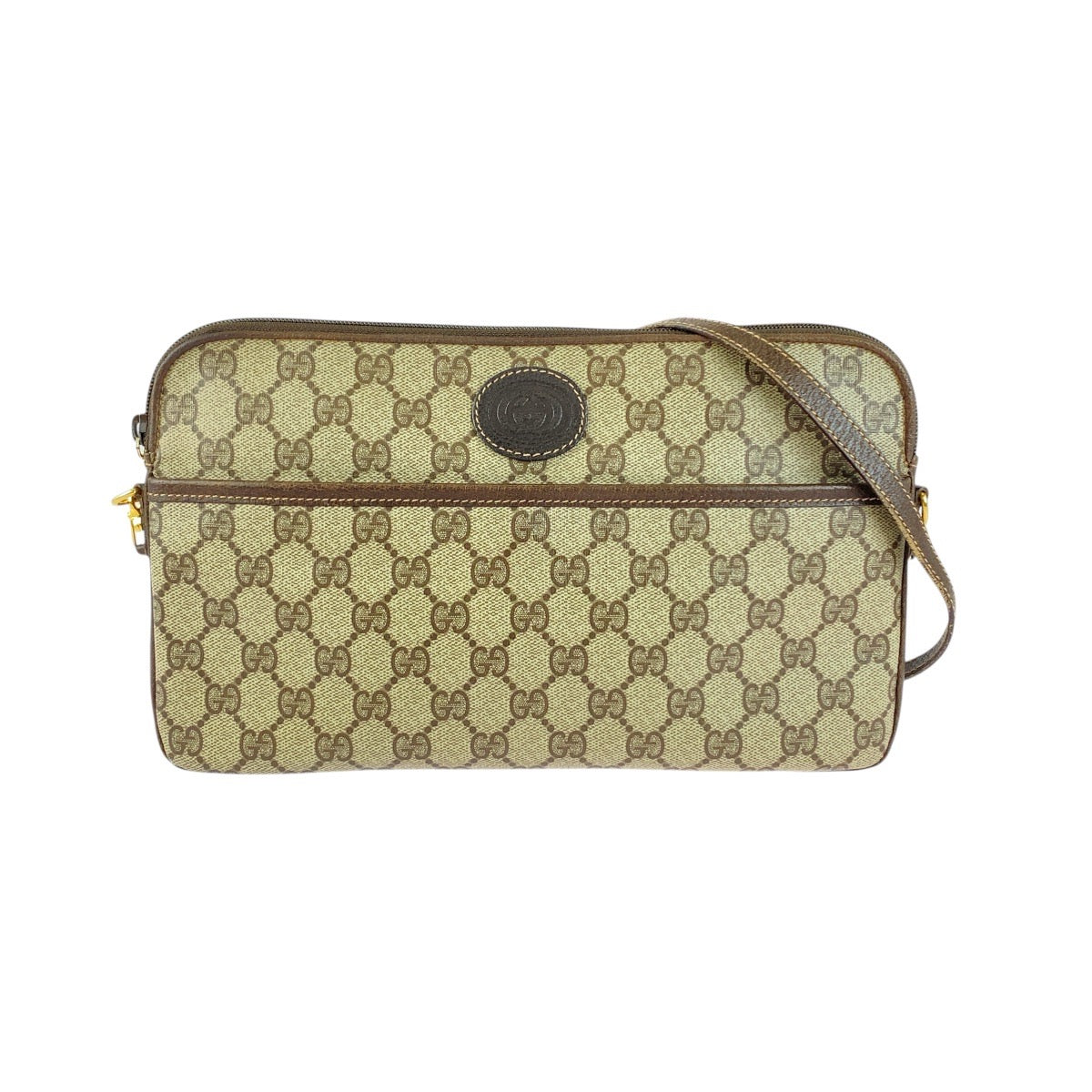 Gucci 004 92 GG Supreme Metal Canvas Brown Beige Gold Shoulder Bag