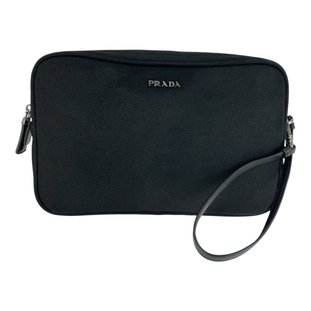 Prada Clutch Bag Leather Canvas