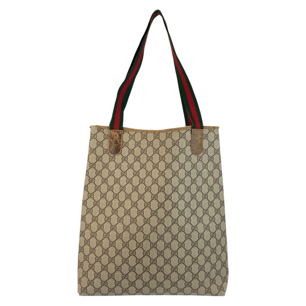 Gucci 16 002 GG Supreme Metal Canvas Beige Gold Tote Bag