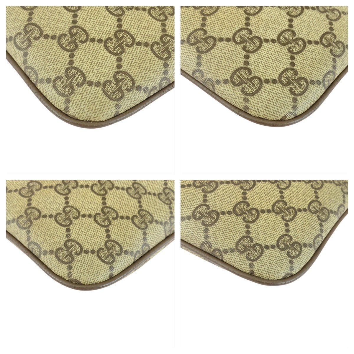 Gucci 904 02 047 GG Supreme Canvas Brown Beige Gold Shoulder Bag