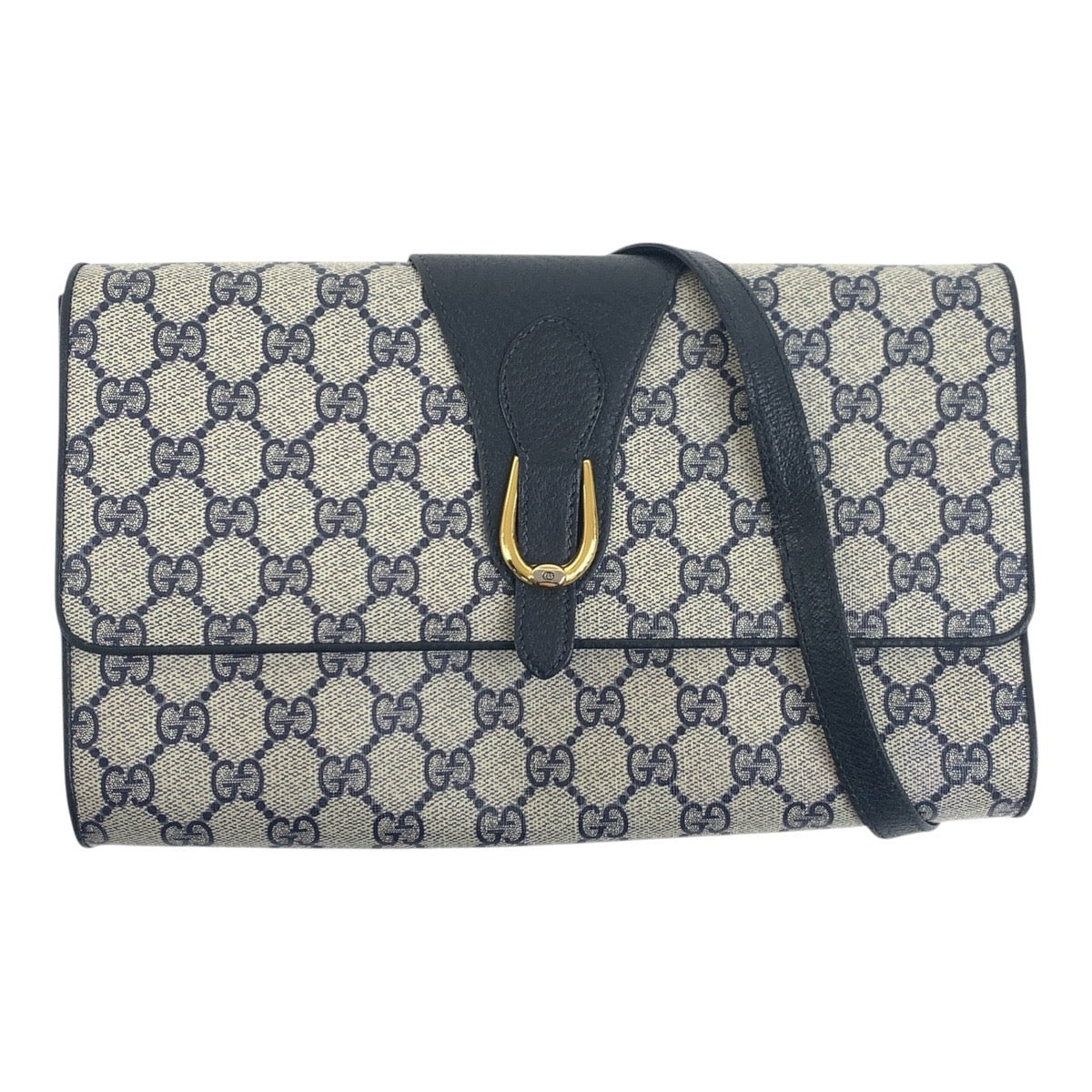 Gucci 94 02 050 GG Supreme Canvas Gold Navy Gray Shoulder Bag