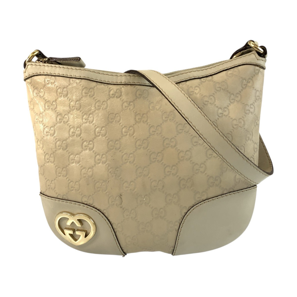 Gucci Ivory Metal Guccissima Lovely Leather Beige Gold Shoulder Bag