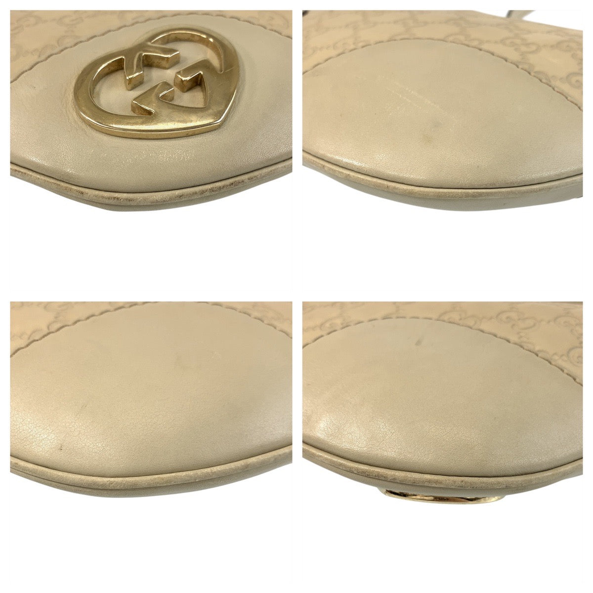 Gucci Ivory Metal Guccissima Lovely Leather Beige Gold Shoulder Bag