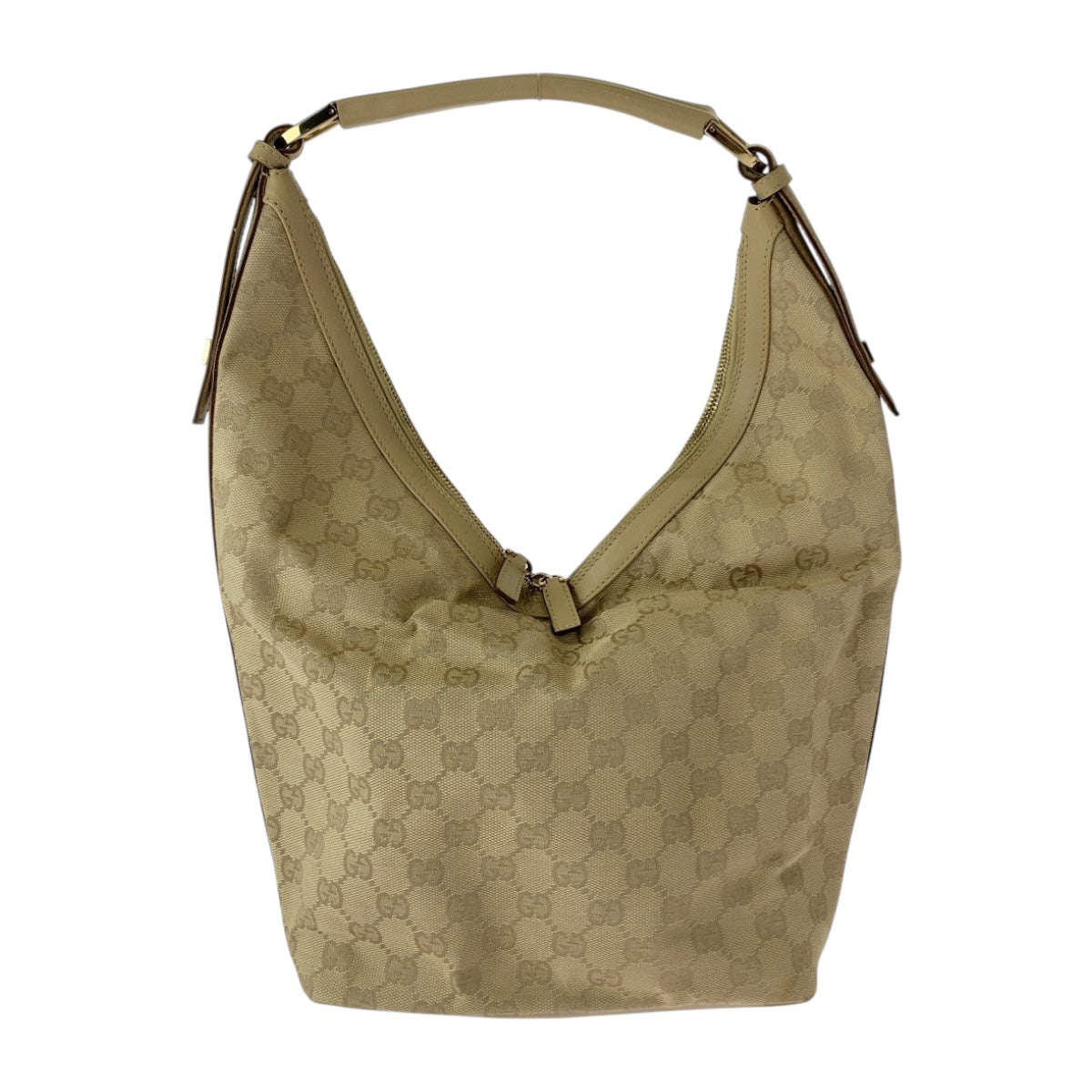 Gucci GG SilverMetal Canvas Beige Shoulder Bag