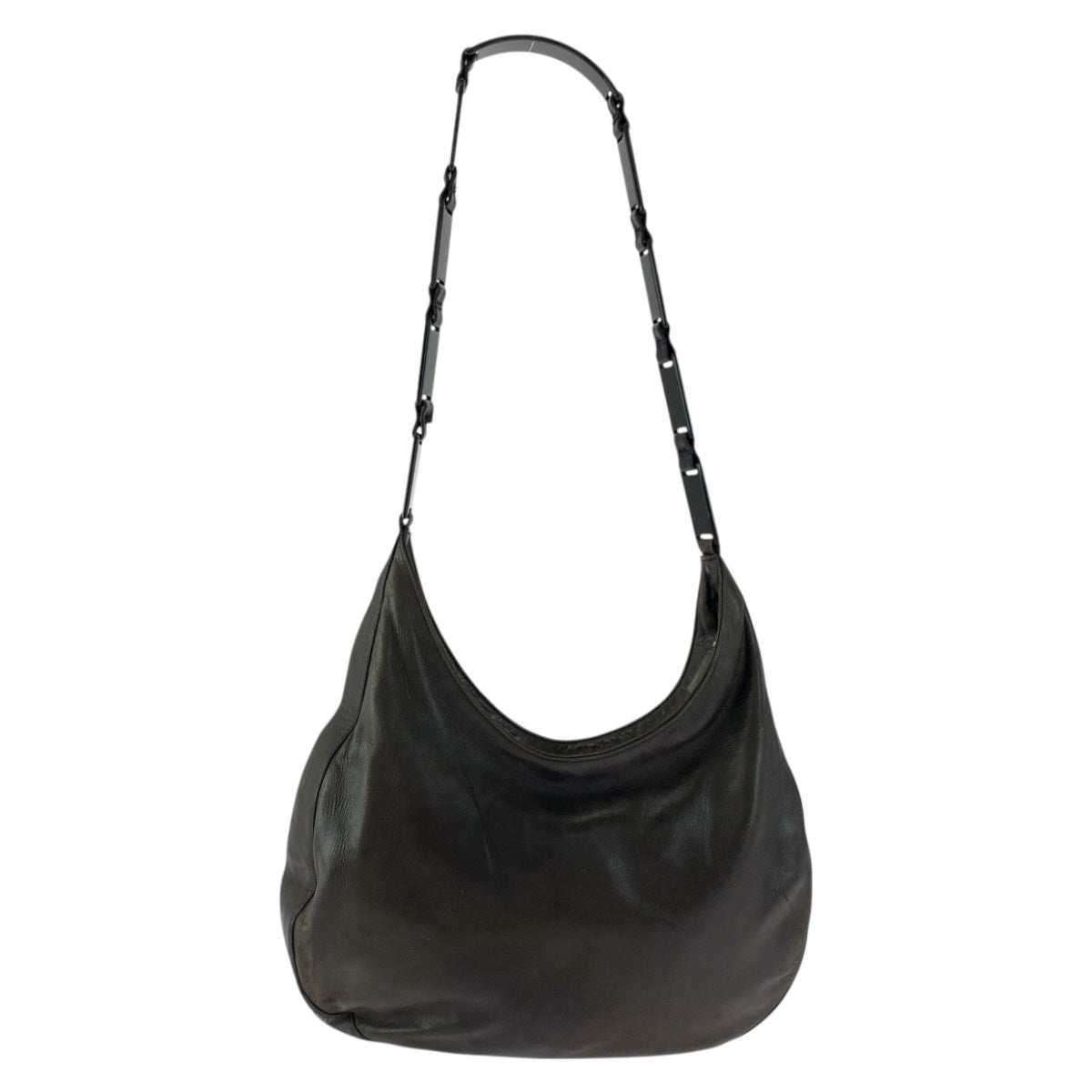 Shoulder Bag Metal Leather Brown