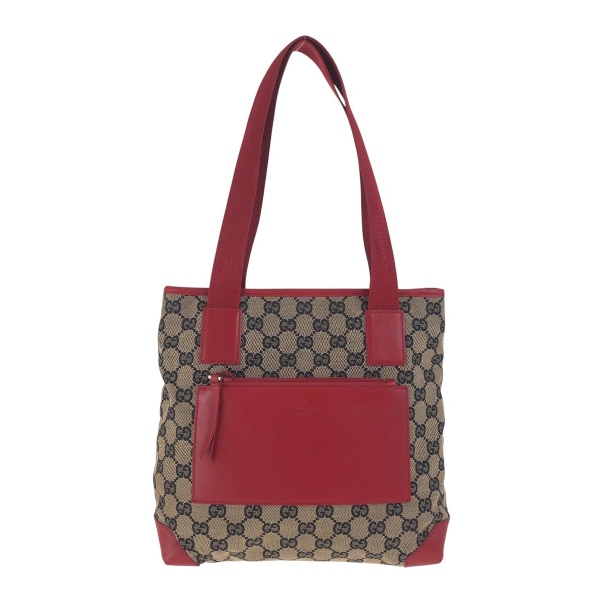 Gucci 019 GG SilverMetal Canvas Red Navy Tote Bag