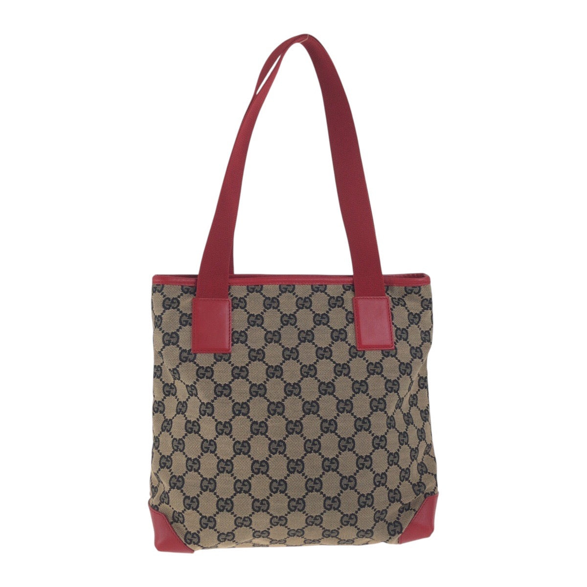 Gucci 019 GG SilverMetal Canvas Red Navy Tote Bag