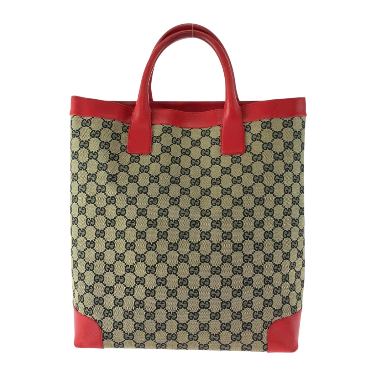 Gucci 002 GG Canvas Beige Red Tote Bag