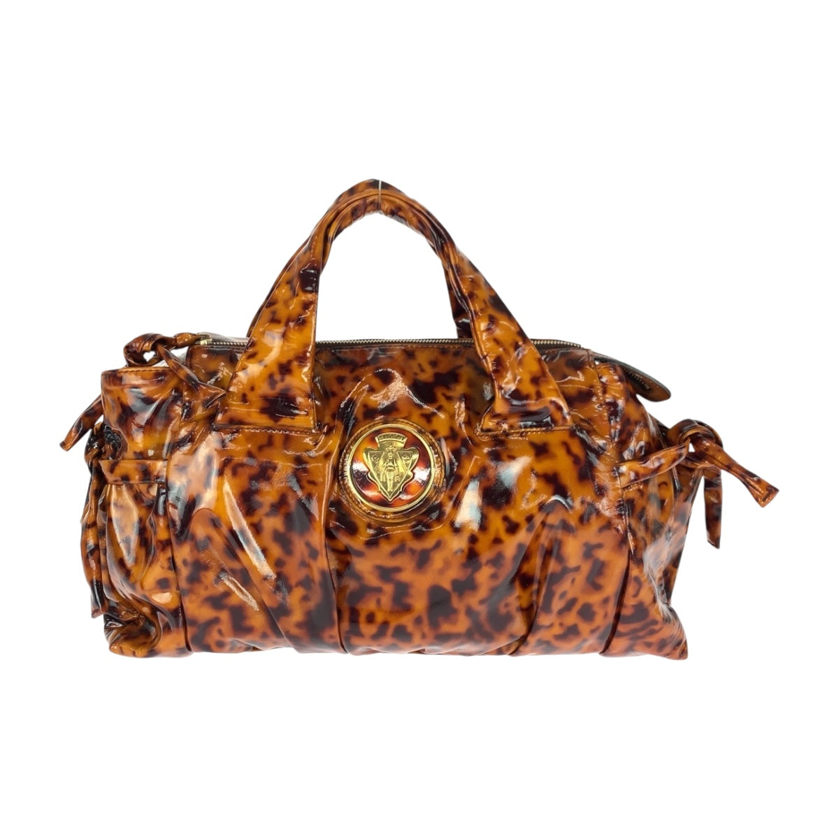 Gucci enamel Metal Histeria Animal Pattern Brown Gold Handbag