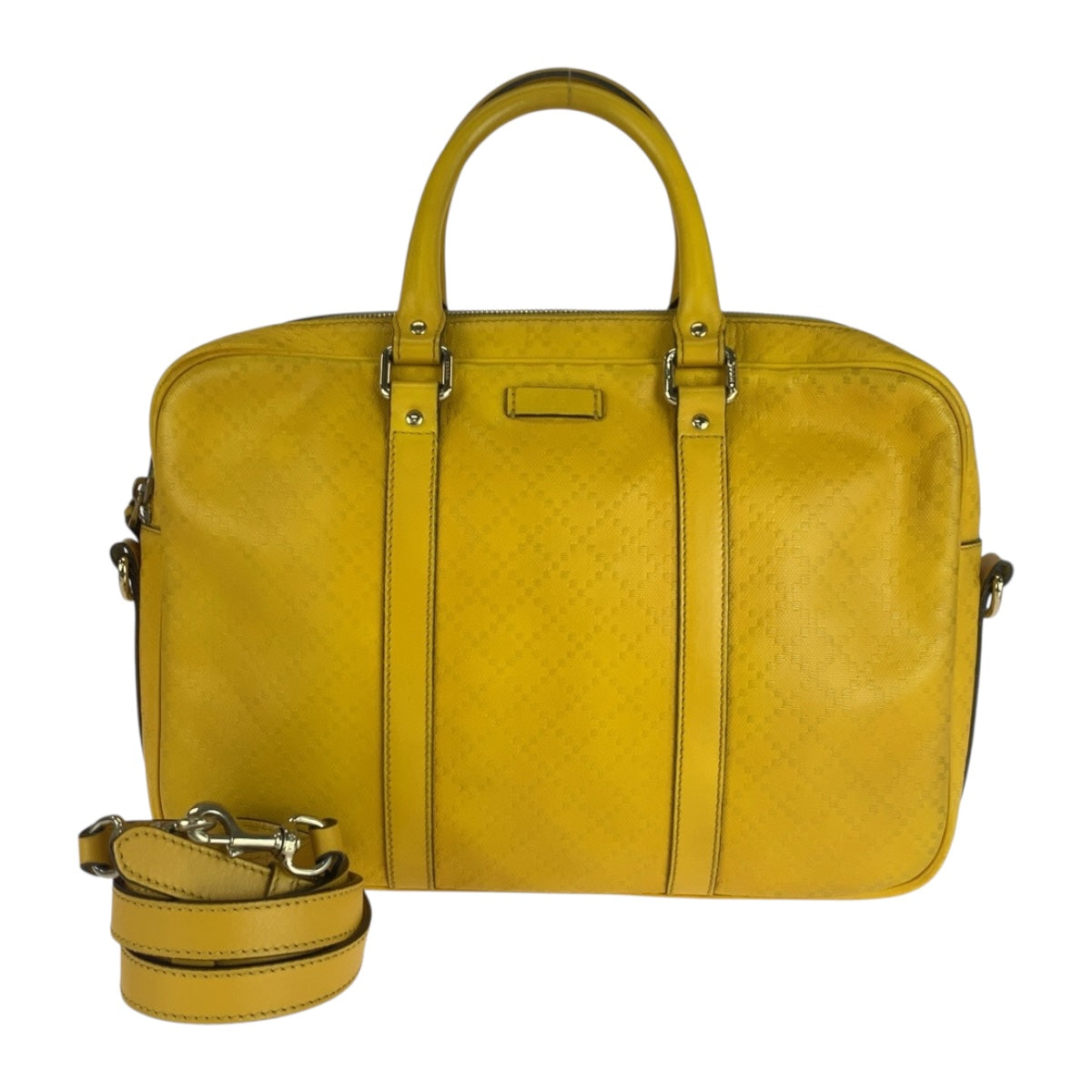 Gucci Business Yellow Diamante Leather Silver Handbag