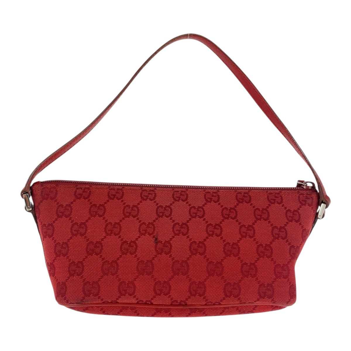 Gucci 039 GG Metal Canvas Red Silver Handbag