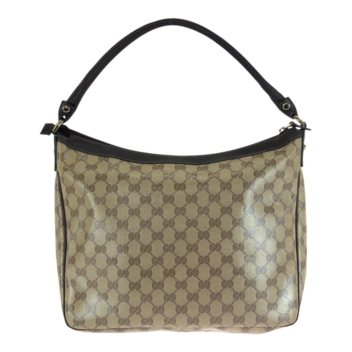 Gucci PVC Metal GG crystal Brown Beige Gold Shoulder Bag