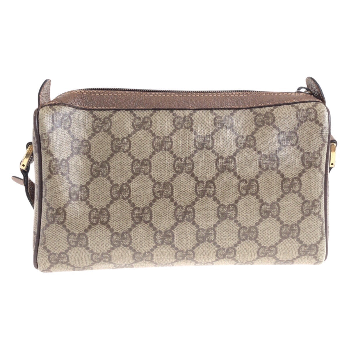 Gucci 001 904 GG Supreme Metal Canvas Brown Beige Gold Shoulder Bag