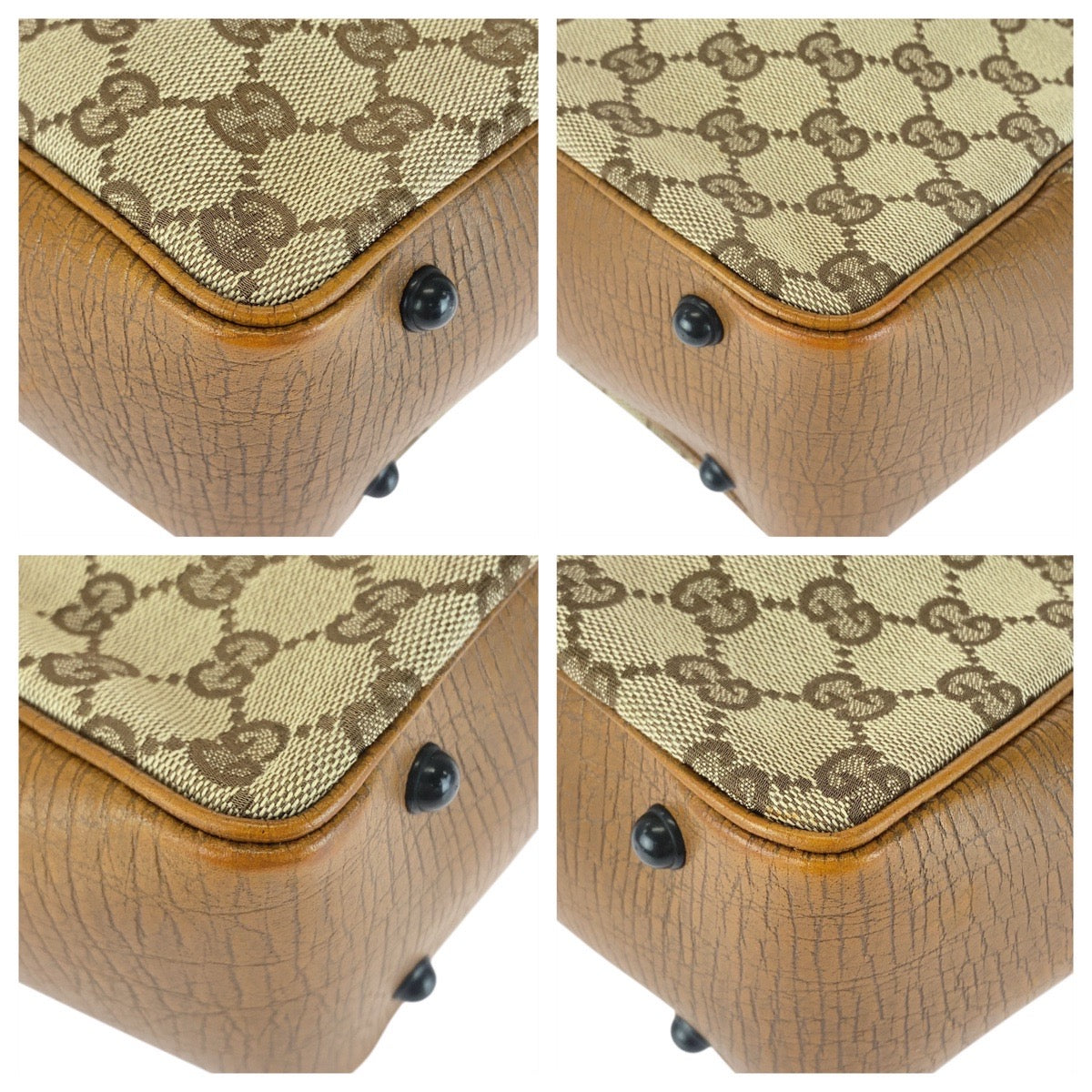 Gucci GG Metal Bamboo Canvas Black Brown Beige Tote Bag