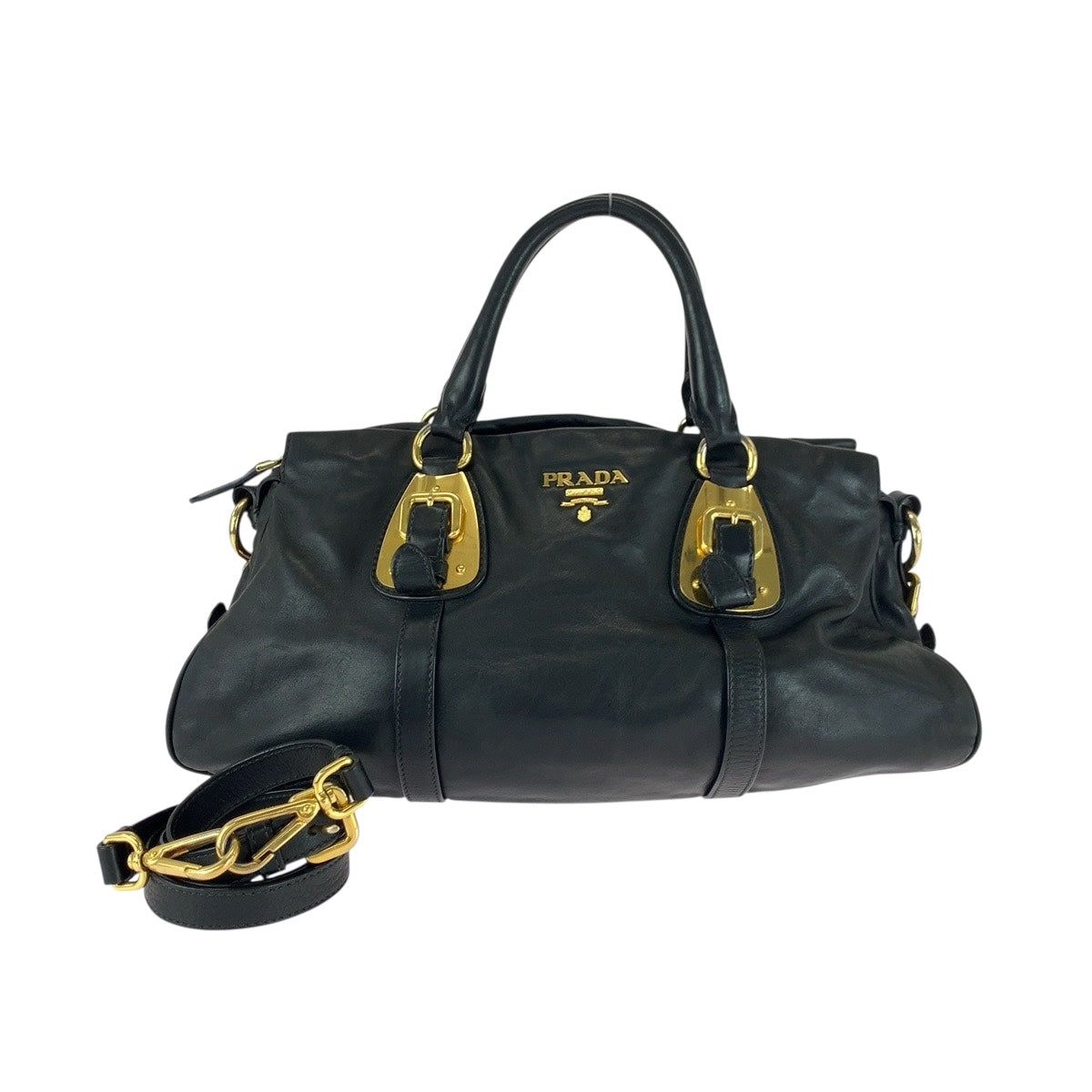 Shoulder Bag Goldmetal Logo Leather Black