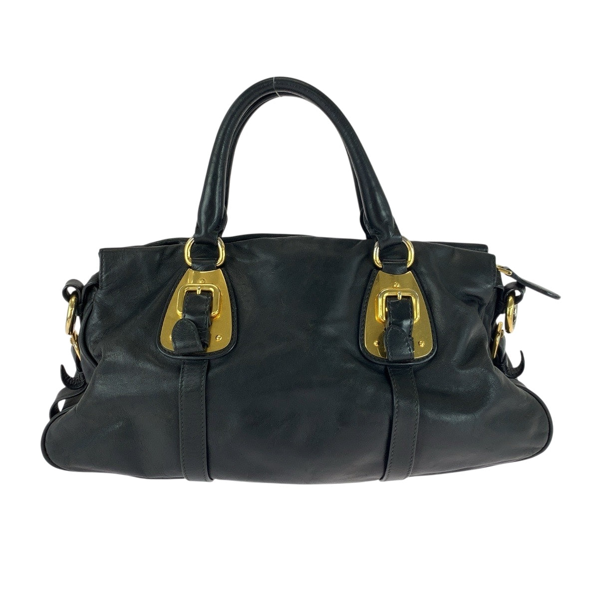Shoulder Bag Goldmetal Logo Leather Black