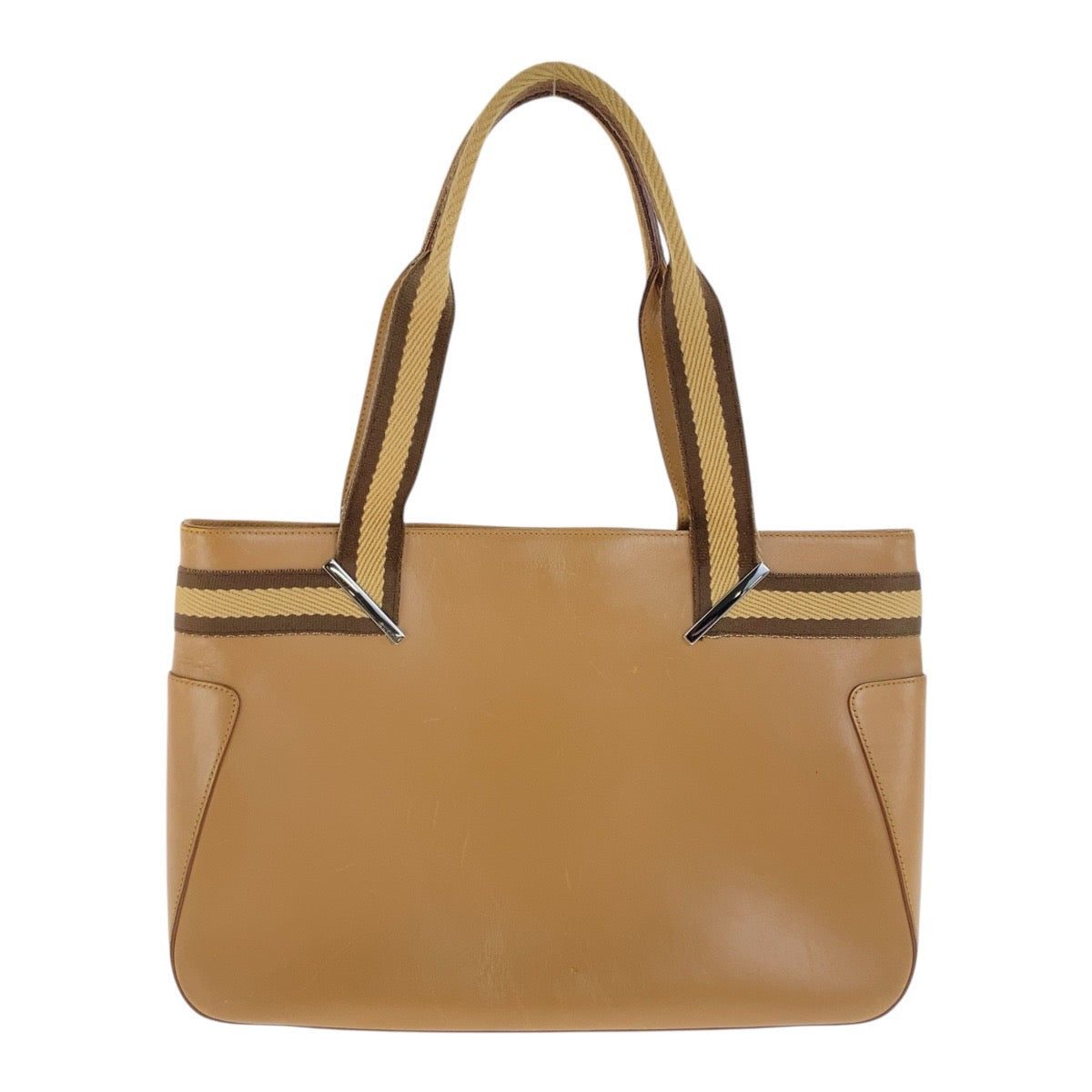 Gucci SilverMetal Sherry Leather Brown Beige Tote Bag