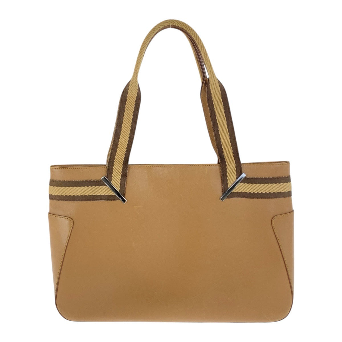 Gucci SilverMetal Sherry Leather Brown Beige Tote Bag
