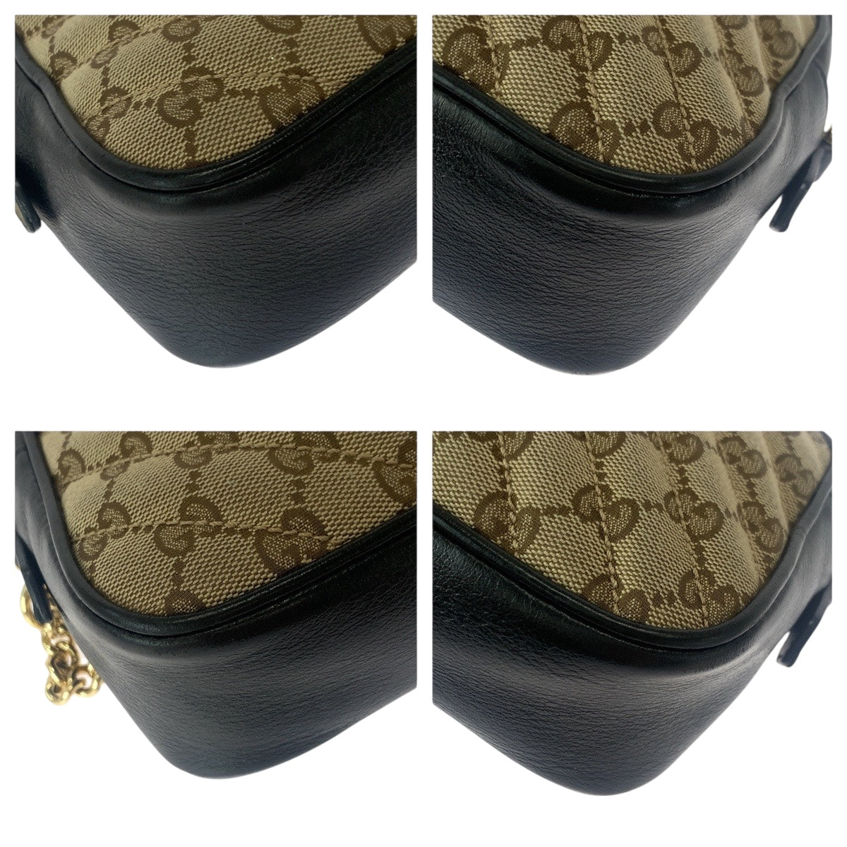 Gucci GG Metal GG Marmont quilting Canvas Brown Beige Gold Shoulder Bag