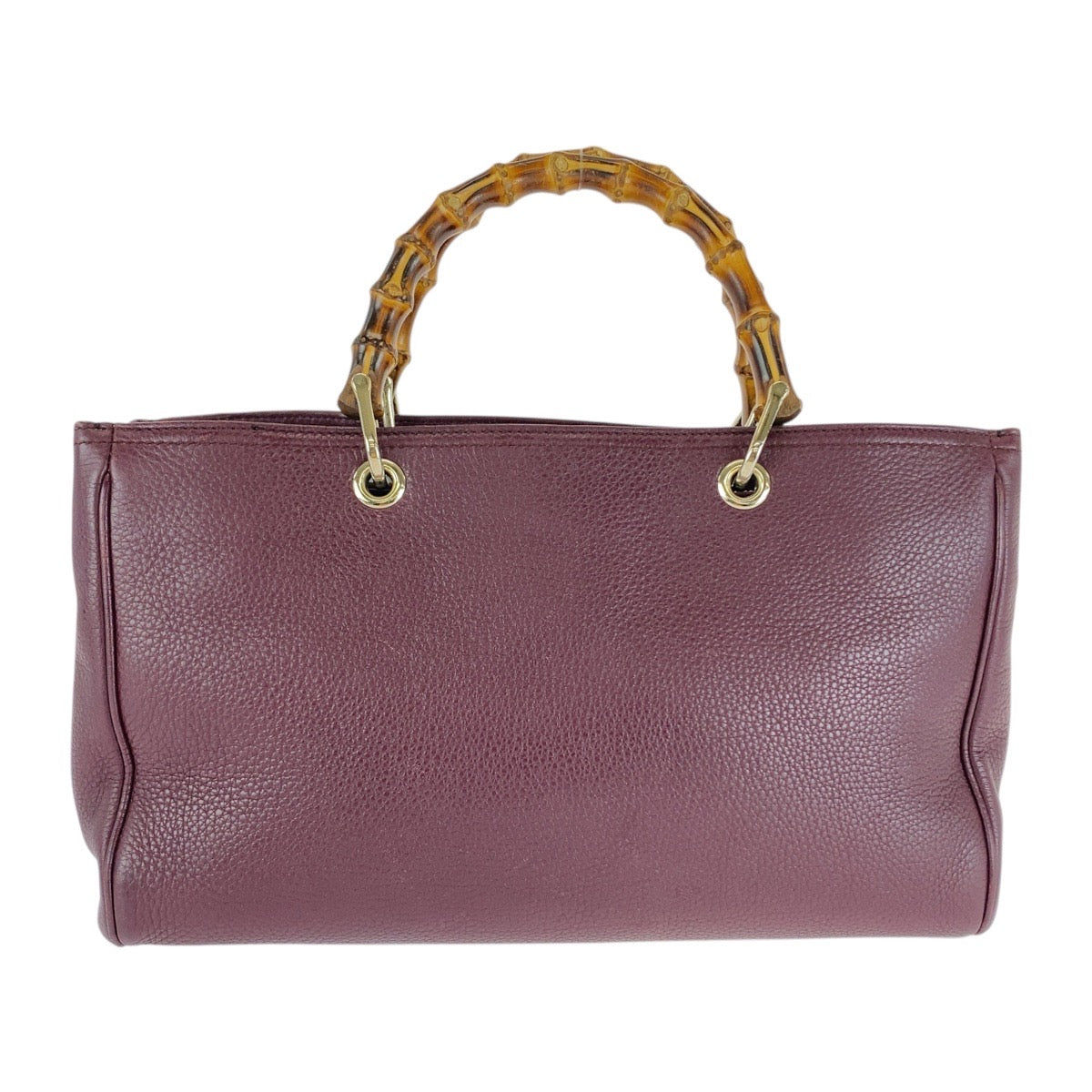 Gucci Wine Bordeaux Metal Bamboo Leather Red Gold Handbag
