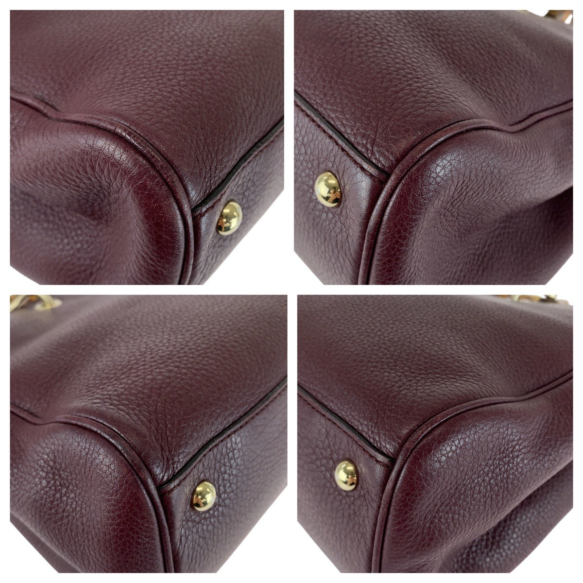 Gucci Wine Bordeaux Metal Bamboo Leather Red Gold Handbag