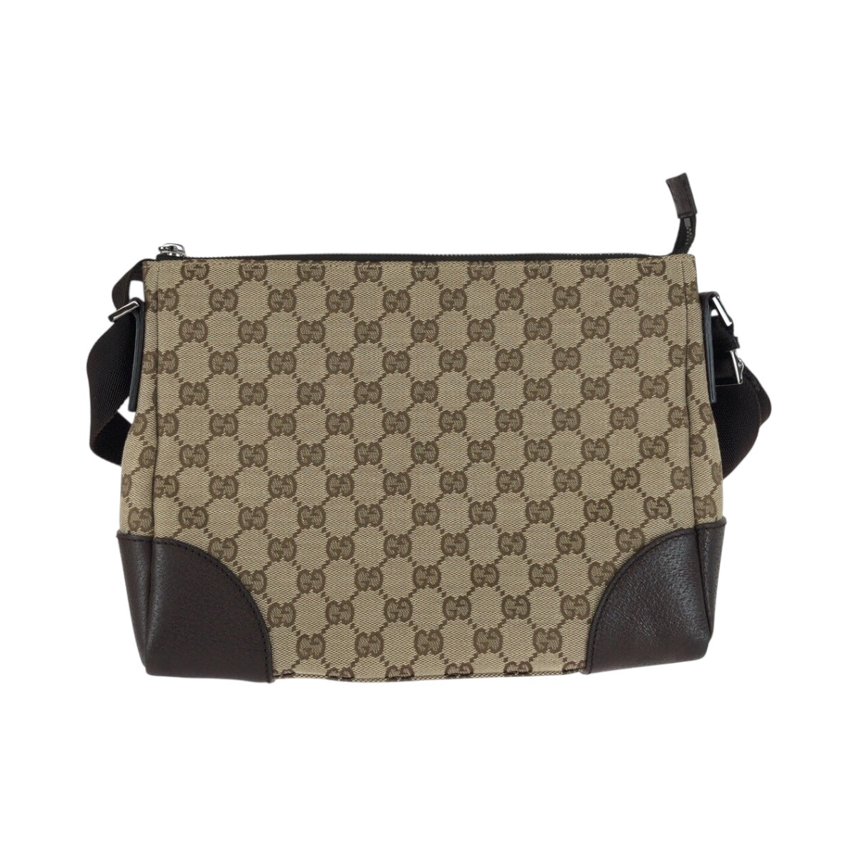 Gucci GG SilverMetal Canvas Brown Beige Shoulder Bag 5