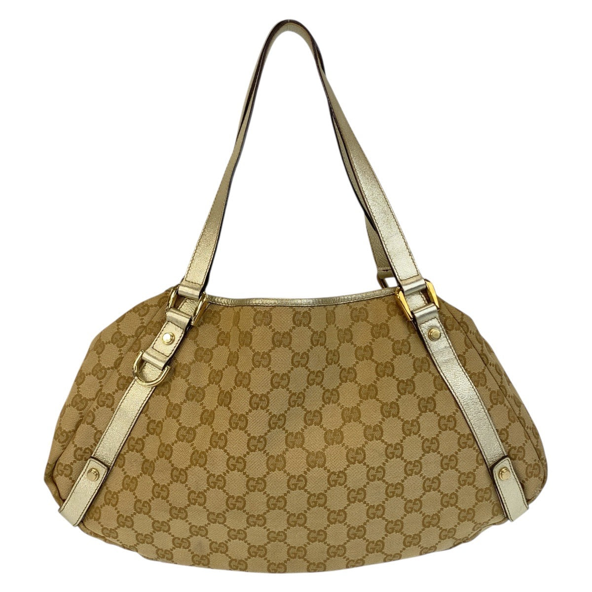 Gucci GG Metal Canvas Beige Gold Tote Bag 2