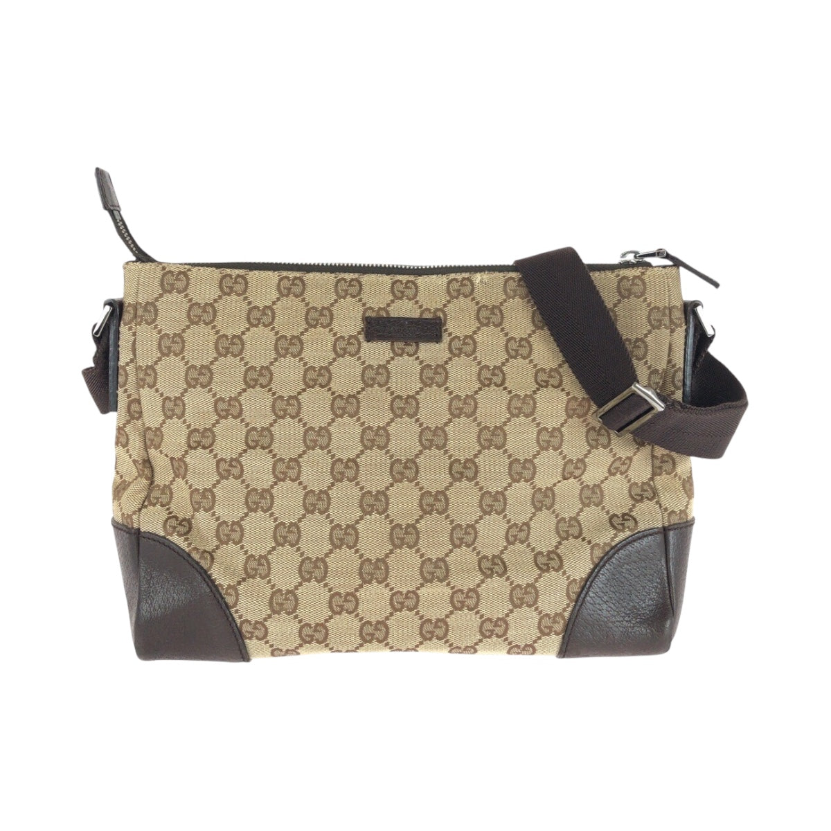 Gucci GG Metal Canvas Beige Silver Gray Shoulder Bag