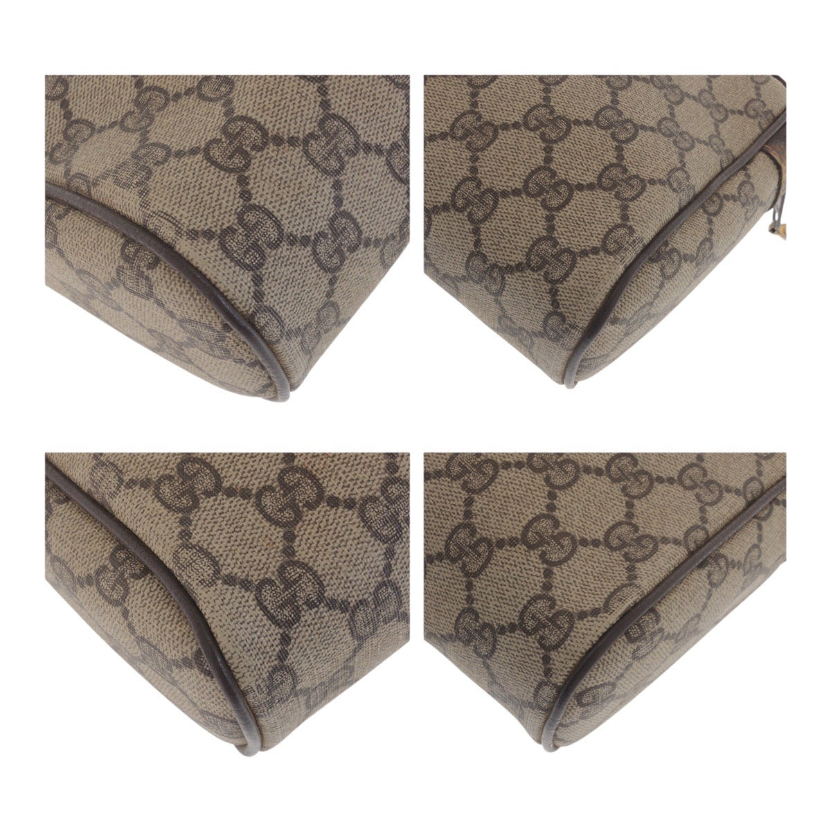 Gucci ä¸é®®æ GG Supreme Metal Sherry Canvas Brown Beige Gold Clutch Bag